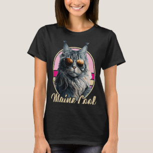 Maine Coon Cat Retro Outfit Maine Cool Animal Kitt T-shirt