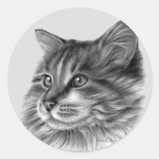 Maine Coon Cat Ronde Sticker (Voorkant)