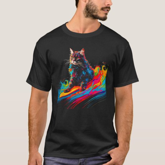 Maine Coon Cat Surf 1 T-shirt (Voorkant)