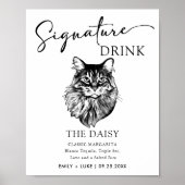 Maine Coon Cat Trouwhandtekening Drink Teken Poster (Voorkant)