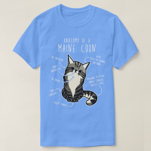 Maine Coon Chat Anatomie TShirt (Design devant)