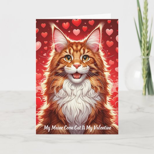 Maine Coon Chat Valentine Purr Carte de vacances p (Devant)