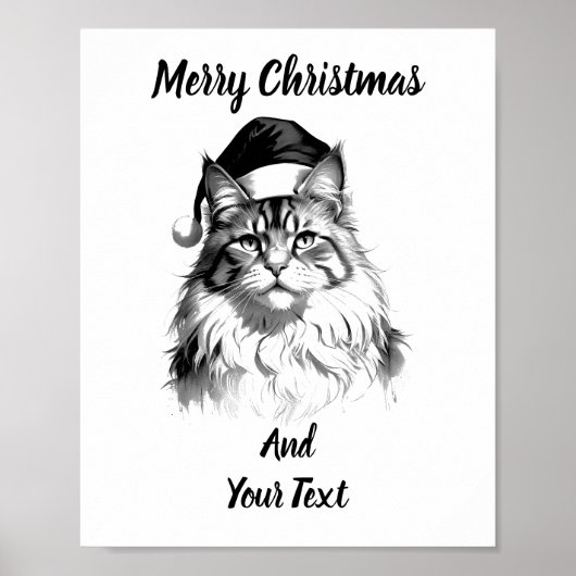 Maine Coon Christmas Poster Instant Download (Devant)
