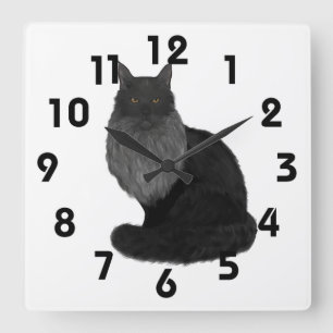 Maine Coon Clock Vierkante Klok