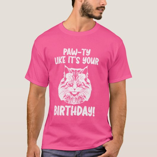 Maine Coon Daddy PAW-TY ALSOF HET JE VERJAARDAG IS T-shirt (Voorkant)