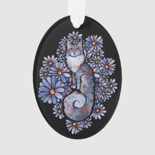 Maine Coon Dilute Calico Cat Paars Ornament