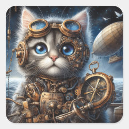 Maine Coon Explorer Vierkante Sticker