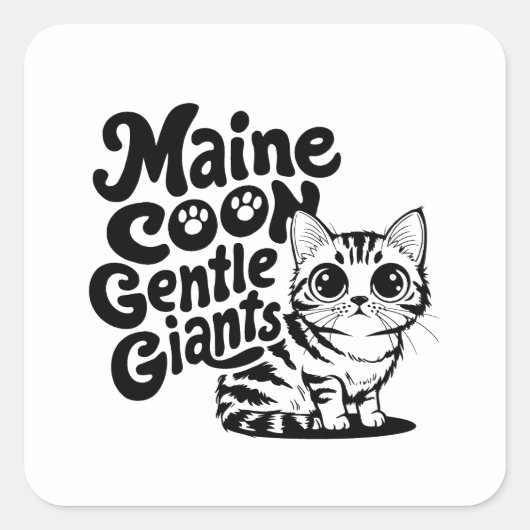 Maine Coon Gentle Giants Cat Vierkante Sticker (Voorkant)