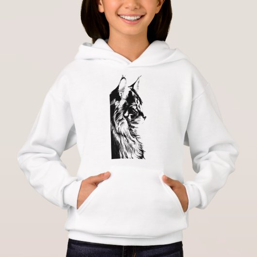 Maine Coon Girl's Pullover White Hoodie Kids' (Devant)