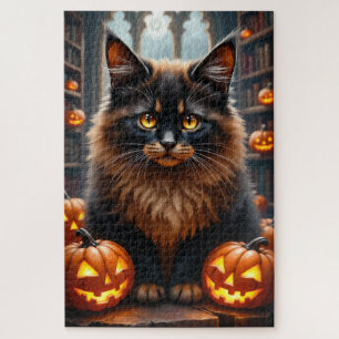 Maine Coon gotische Halloween-portretkunst Legpuzzel