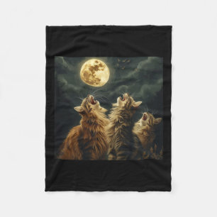 Maine Coon Howl bij Moon Cat Lover Fleece Deken