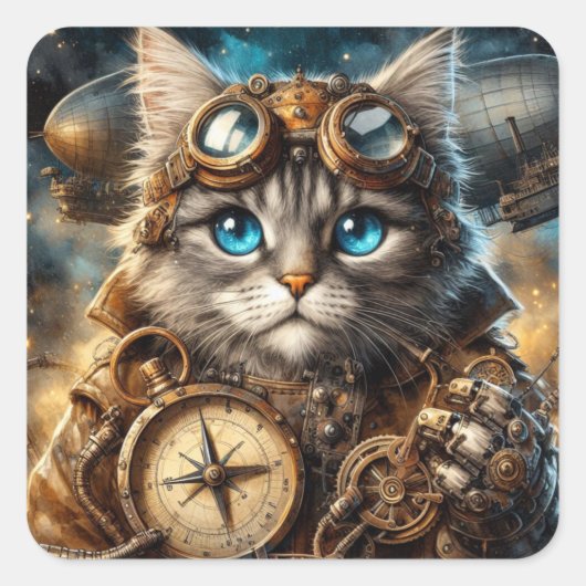 Maine Coon in Space Sticker (Voorkant)