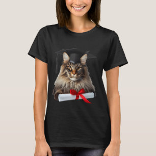 Maine Coon Kat Afstudeerceremonie Muts Afgestudeer T-shirt