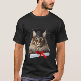 Maine Coon Kat Afstudeerceremonie Muts Afgestudeer T-shirt