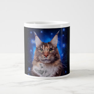 Maine Coon Kat Blauwe Achtergrond Sterren Extra Grote Beker