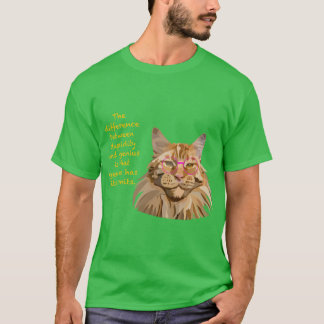 Maine Coon Kat Einstein Hand Getekende Digitale Ku T-shirt