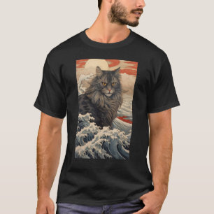 Maine Coon Kat Esthetisch Japans Ukiyo e 2 T-shirt
