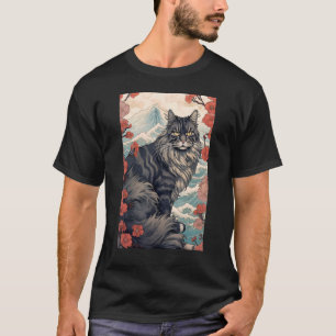 Maine Coon Kat Esthetisch Japans Ukiyo e 5 T-shirt