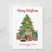 Maine Coon Kat Familie Kerstmis Feestdagenkaart (Voorkant)