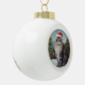Maine Coon Kat in Sneeuw Kerstmis Keramische Bal Ornament (Links)