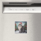 Maine Coon Kat in Sneeuw Kerstmis Magneet (Insitu (Vaatwasser))