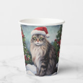 Maine Coon Kat in Sneeuw Kerstmis Papieren Bekers (Achterkant)