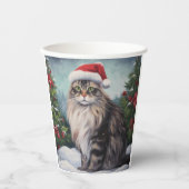 Maine Coon Kat in Sneeuw Kerstmis Papieren Bekers (Voorkant)