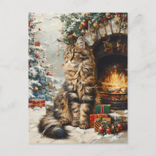 Maine Coon Kat Kerst Briefkaart