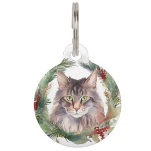 Maine Coon Kat Kerst Krans Festieve Kitten Huisdierpenning