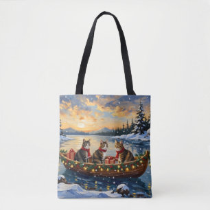 Maine Coon Kat Kerstboot Vakantie Draagtas