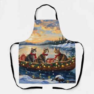 Maine Coon Kat Kerstboot Vakantie Schort