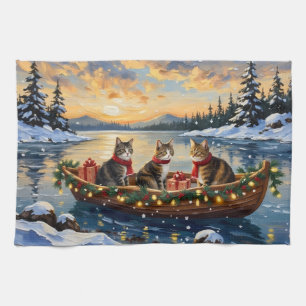 Maine Coon Kat Kerstboot Vakantie Theedoek