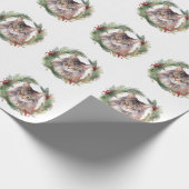 Maine Coon Kat Kerstkrans Feestelijke Kitten Cadeaupapier (Hoek)