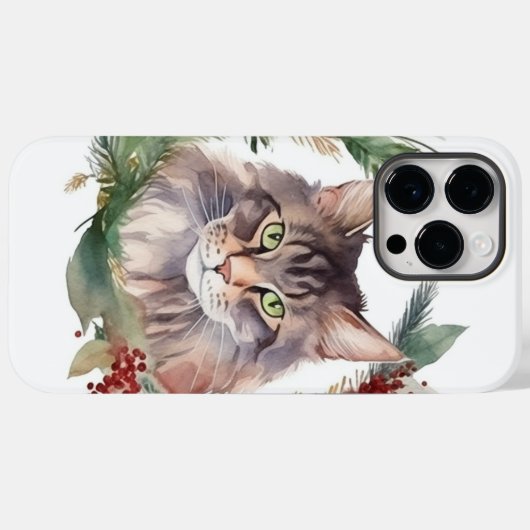 Maine Coon Kat Kerstkrans Feestelijke Kitten Case-Mate iPhone Case (Achterkant (horizontaal))