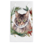 Maine Coon Kat Kerstkrans Feestelijke Kitten Klein Cadeauzakje (Voorkant)