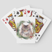 Maine Coon Kat Kerstkrans Feestelijke Kitten Pokerkaarten (Achterkant)