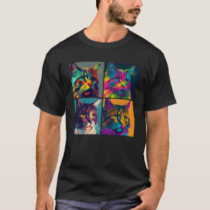 Maine Coon Kat Pop Illustratie Kleurrijk Dier 2 T-shirt