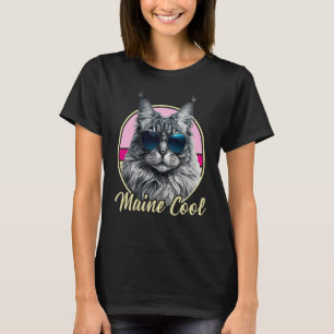 Maine Coon Kat Retro Outfit Maine Cool Dier Kitt T-shirt
