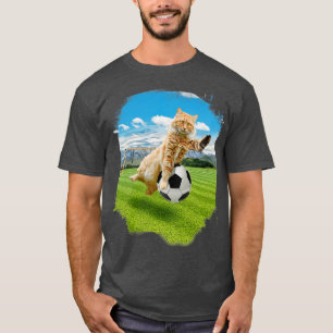 Maine Coon Kat Spelen Voetbal T-shirt