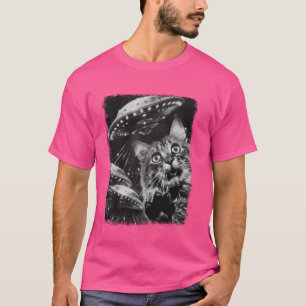 Maine Coon Kat UFO Alien Buitenaards Wezen Selfie T-shirt