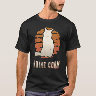 Maine Coon Kat Vintage Retro Klassiek Dier Zonsond T-shirt