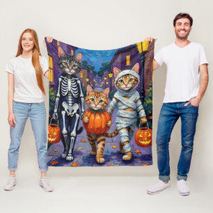 Maine Coon katten gaan langs voor trick-or-treat m Fleece Deken