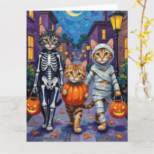 Maine Coon katten gaan langs voor trick-or-treat m Kaart