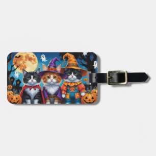 Maine Coon Katten Pompoen Halloween Grappig Bagagelabel