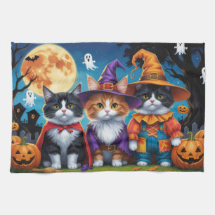 Maine Coon Katten Pompoen Halloween Grappig Theedoek