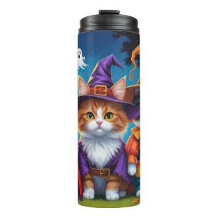 Maine Coon Katten Pompoen Halloween Grappig Thermosbeker