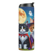 Maine Coon Katten Pompoen Halloween Grappig Thermosbeker (Gedraaid links)