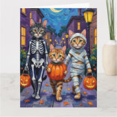 Maine Coon Katten Trick-or-Treating in Halloween Kaart (Voorkant)