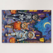 Maine Coon Katten Trick-or-Treating in Halloween Legpuzzel (Horizontaal)