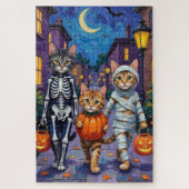 Maine Coon Katten Trick-or-Treating in Halloween Legpuzzel (Verticaal)
